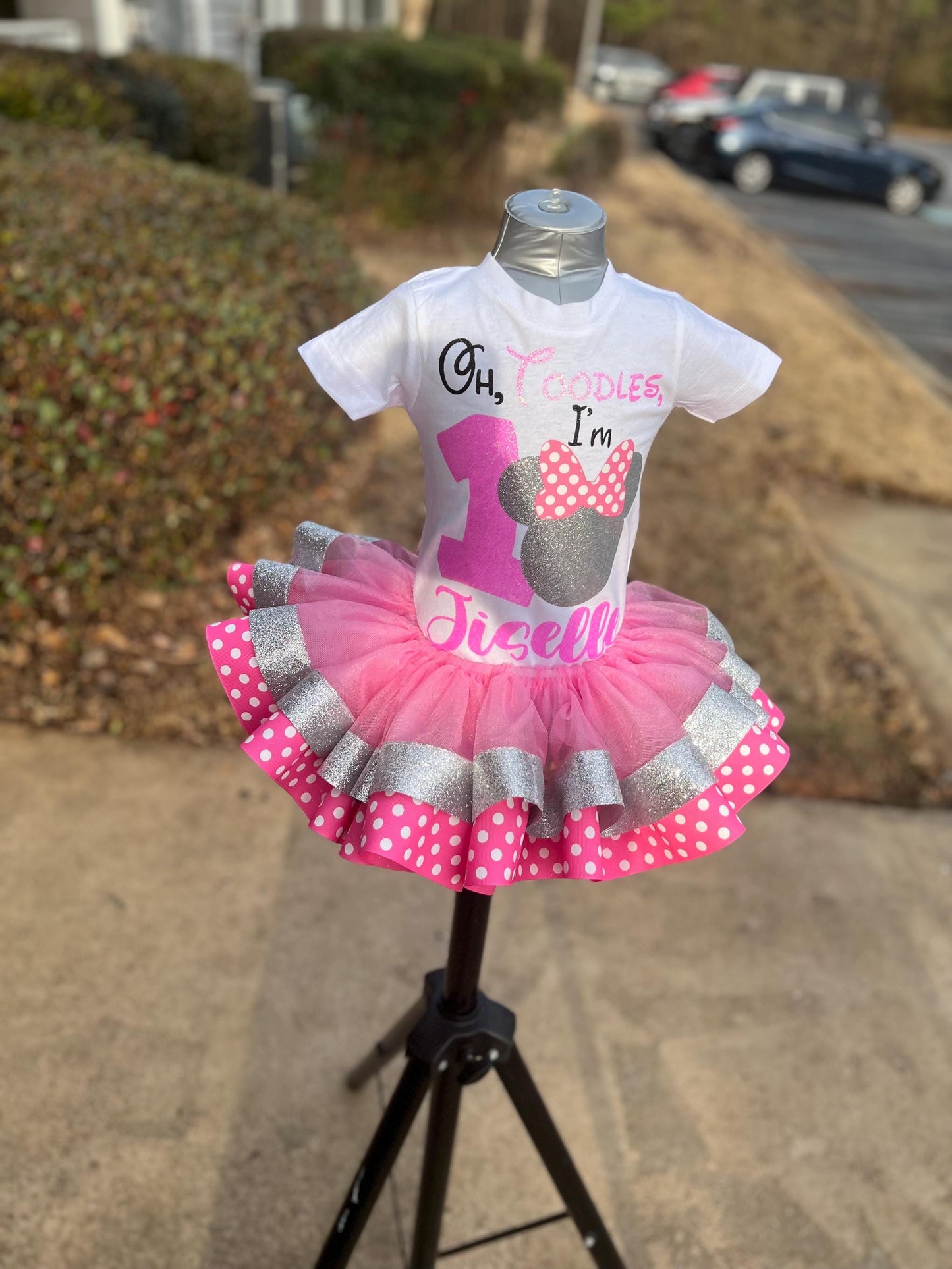 Minnie Mouse Tutu Set, Birthday Outfit, Birthday Dress, Ribbon Trim Tutu
