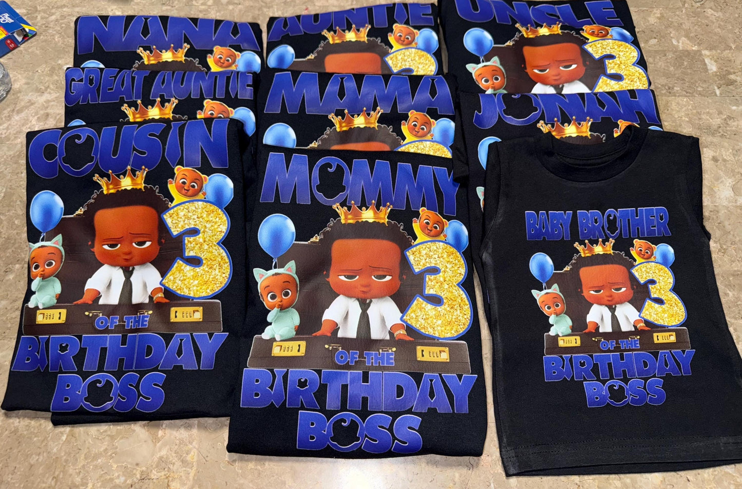 Boss baby Custom Birthday outfit Denim, african american Boss baby birthday outfit