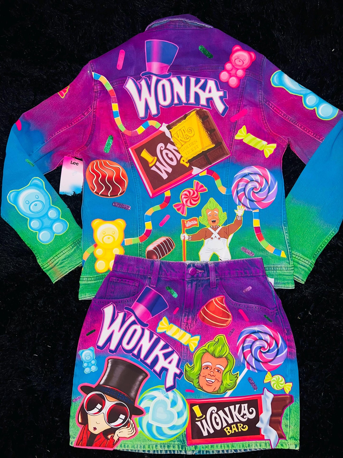 Candy 3pc Denim Set, Birthday Outfit, jacket, shirt & skirt