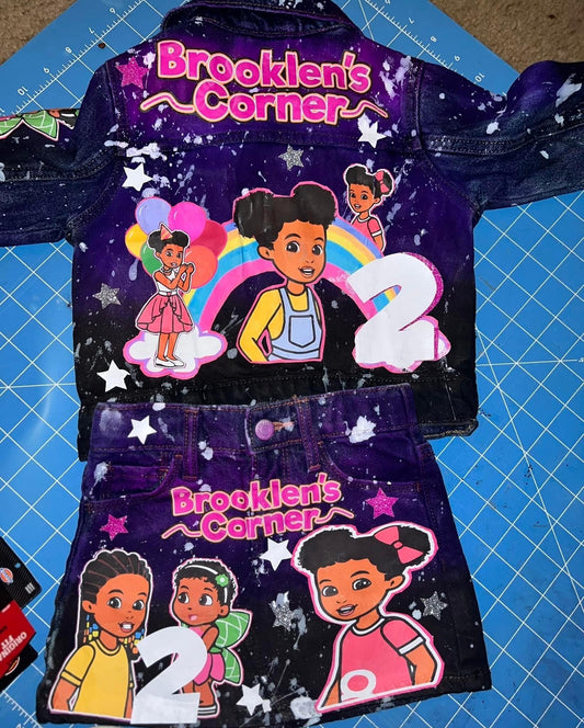 Gracie's Corner 3pc Denim Set, Birthday Outfit, 1st Birthday Outfit, Birthday Party Set, Girls birthday outfit