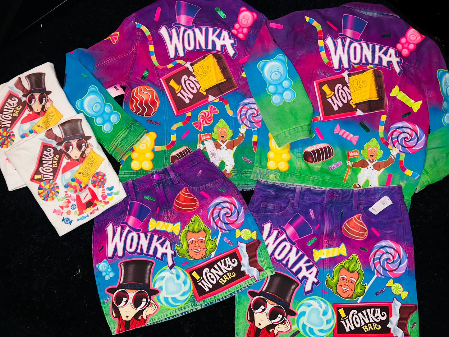 Candy 3pc Denim Set, Birthday Outfit, jacket, shirt & skirt