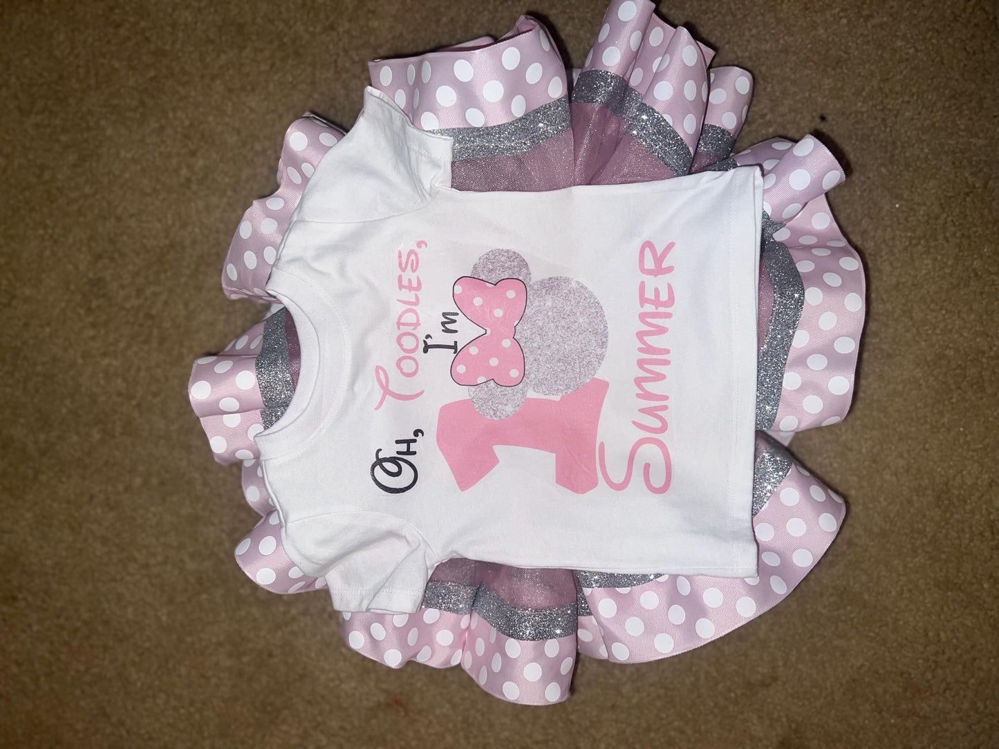 Minnie Mouse Tutu Set, Birthday Outfit, Birthday Dress, Ribbon Trim Tutu