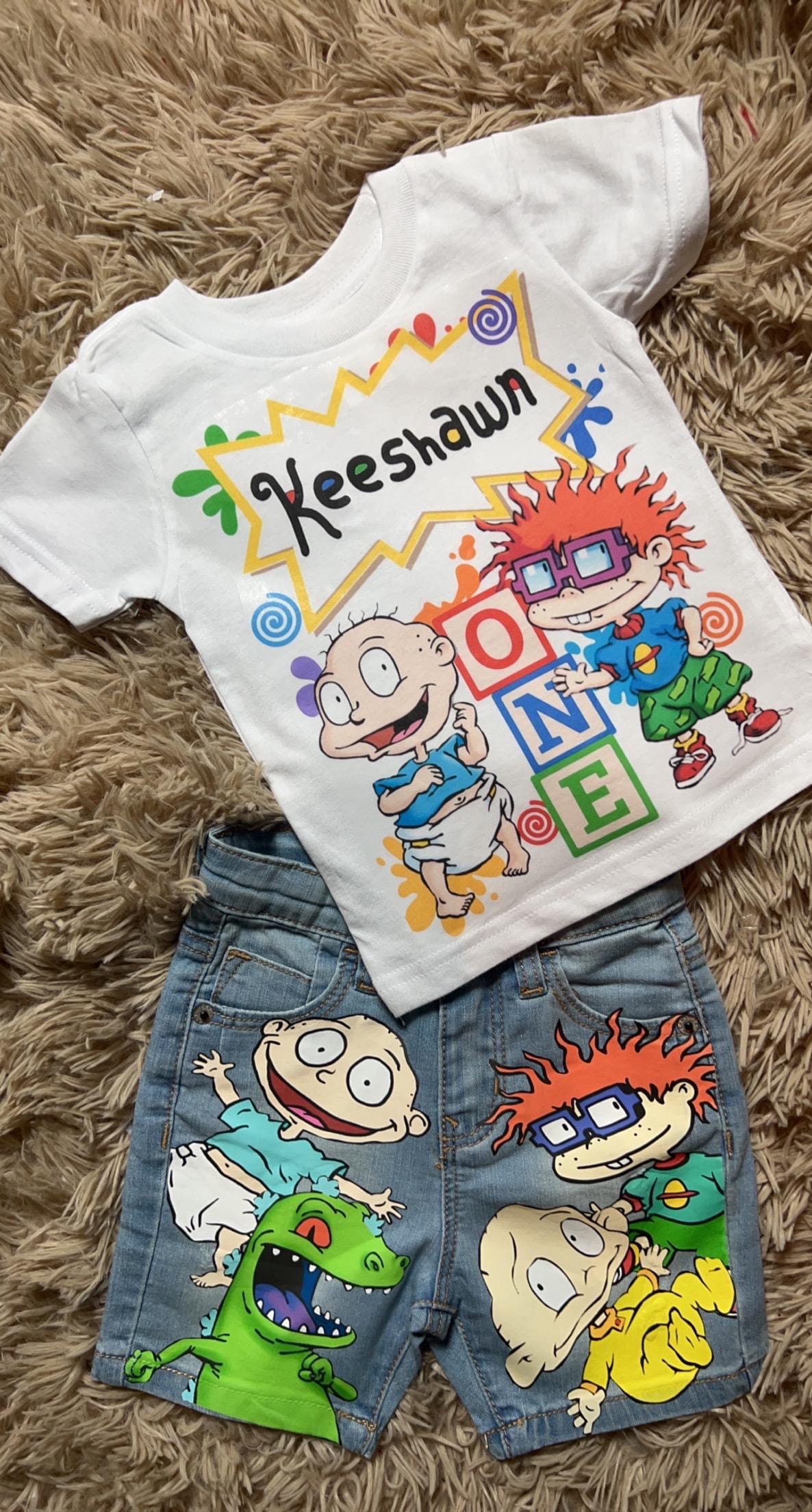 Birthday Shirt & Shorts or Jeans, Family Birthday Shirt, Boys Birthday Shirt, Birthday Party Set, Rug~Rats Birthday Outfit