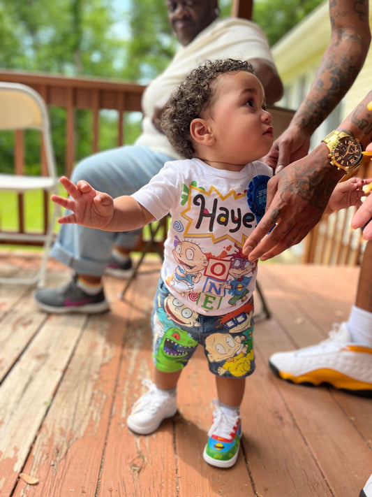 Birthday Shirt & Shorts or Jeans, Family Birthday Shirt, Boys Birthday Shirt, Birthday Party Set, Rug~Rats Birthday Outfit